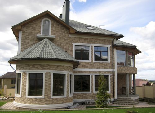 Дизайн фасада дома из кирпича в Кургане ✔️ Фото фасадов домов